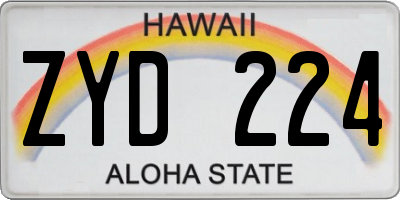 HI license plate ZYD224