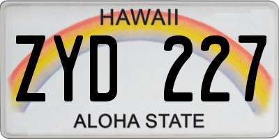 HI license plate ZYD227