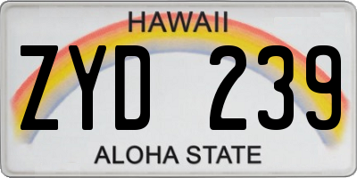 HI license plate ZYD239