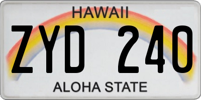 HI license plate ZYD240
