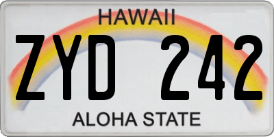 HI license plate ZYD242
