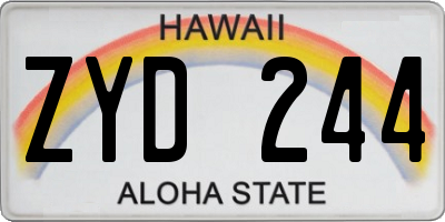 HI license plate ZYD244