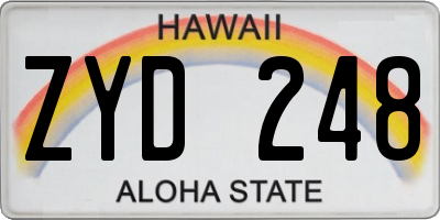 HI license plate ZYD248