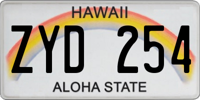 HI license plate ZYD254
