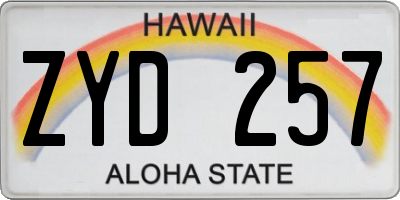 HI license plate ZYD257