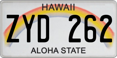 HI license plate ZYD262