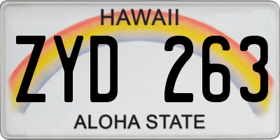 HI license plate ZYD263