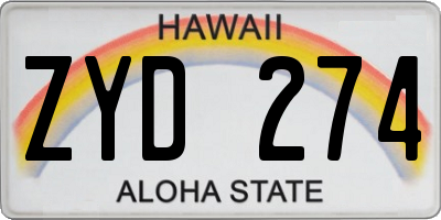 HI license plate ZYD274