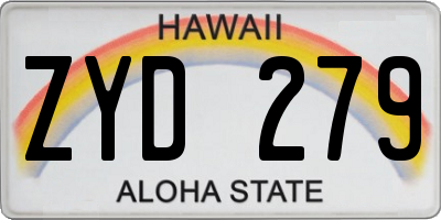 HI license plate ZYD279