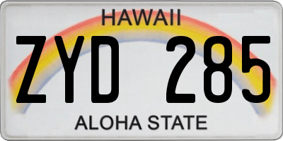 HI license plate ZYD285