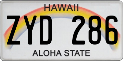 HI license plate ZYD286