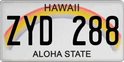 HI license plate ZYD288