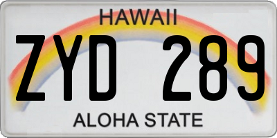HI license plate ZYD289