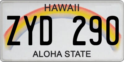 HI license plate ZYD290