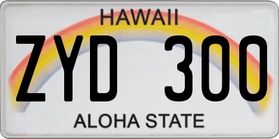 HI license plate ZYD300