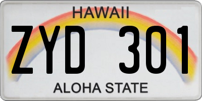 HI license plate ZYD301