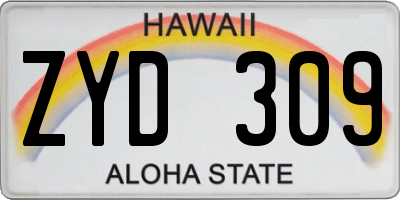 HI license plate ZYD309