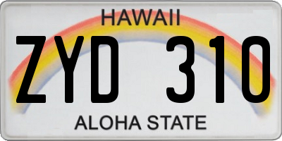 HI license plate ZYD310