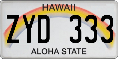 HI license plate ZYD333