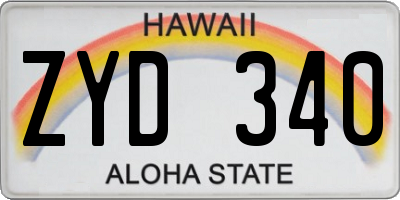 HI license plate ZYD340