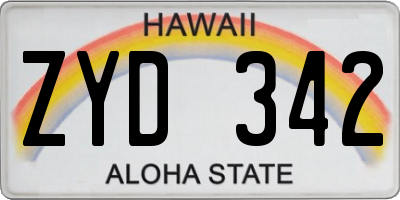 HI license plate ZYD342