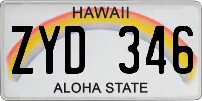 HI license plate ZYD346