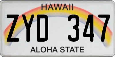 HI license plate ZYD347