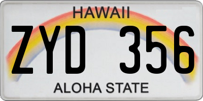 HI license plate ZYD356