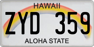 HI license plate ZYD359