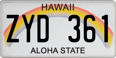 HI license plate ZYD361
