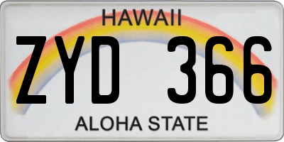 HI license plate ZYD366