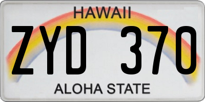 HI license plate ZYD370
