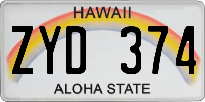 HI license plate ZYD374