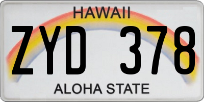 HI license plate ZYD378
