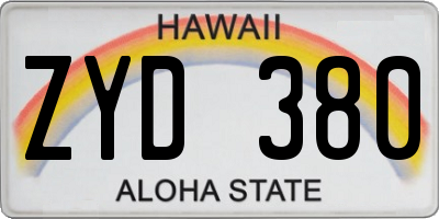 HI license plate ZYD380