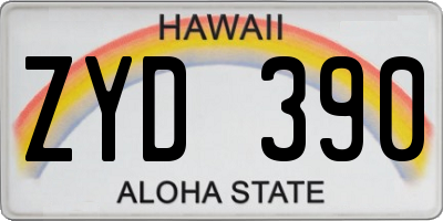 HI license plate ZYD390