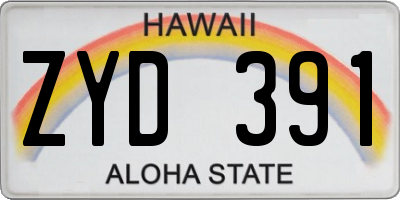 HI license plate ZYD391