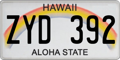 HI license plate ZYD392