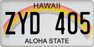 HI license plate ZYD405