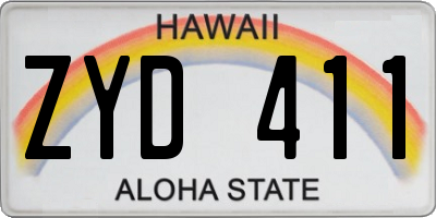 HI license plate ZYD411