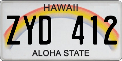 HI license plate ZYD412