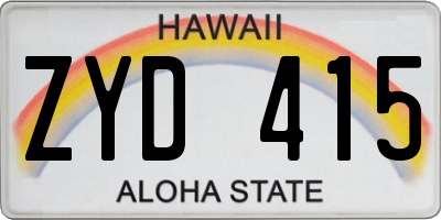 HI license plate ZYD415