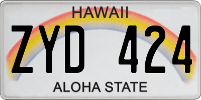 HI license plate ZYD424