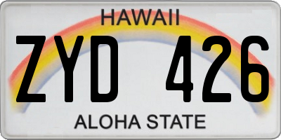 HI license plate ZYD426