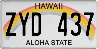 HI license plate ZYD437
