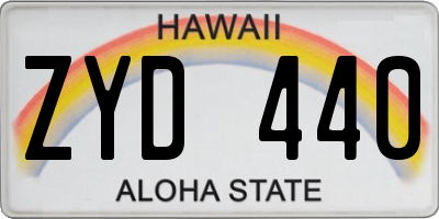 HI license plate ZYD440