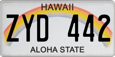 HI license plate ZYD442