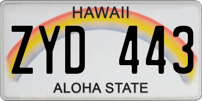 HI license plate ZYD443