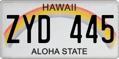 HI license plate ZYD445
