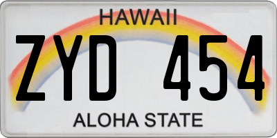 HI license plate ZYD454